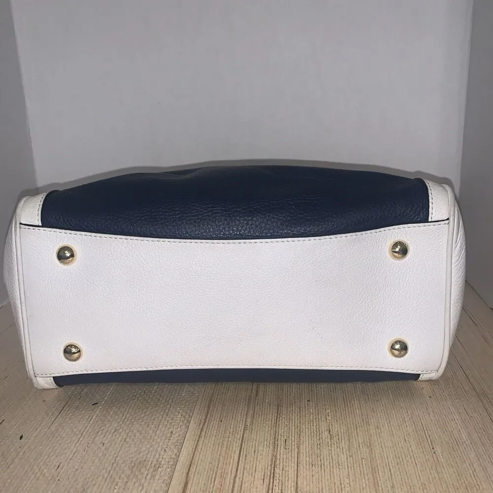 Michael Kors Color-Block Pebbled Leather Satchel/Crossbody Handbag Blue White